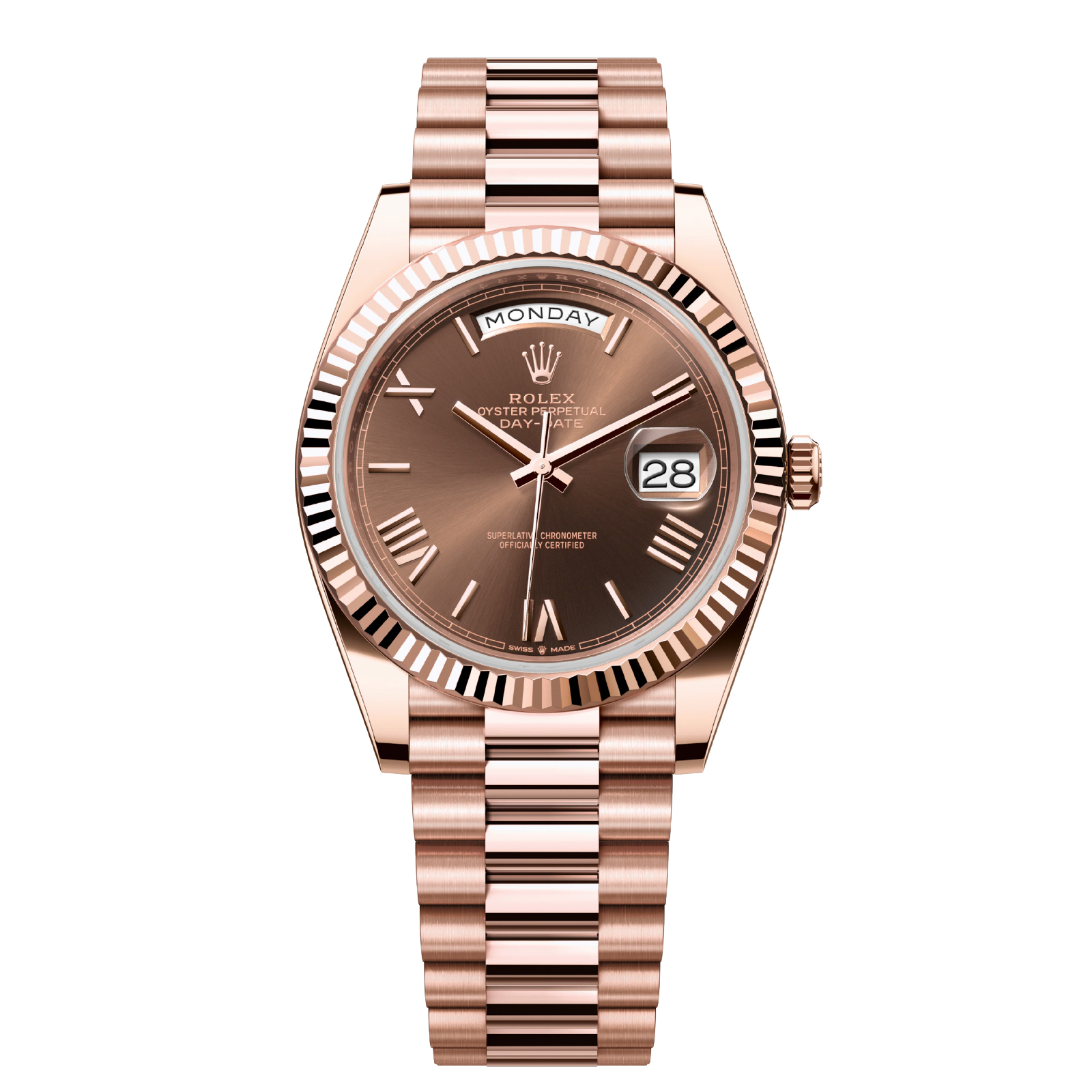 Rolex Day-Date 40mm Rose Gold Chocolate Roman Dial | The Watch Meister