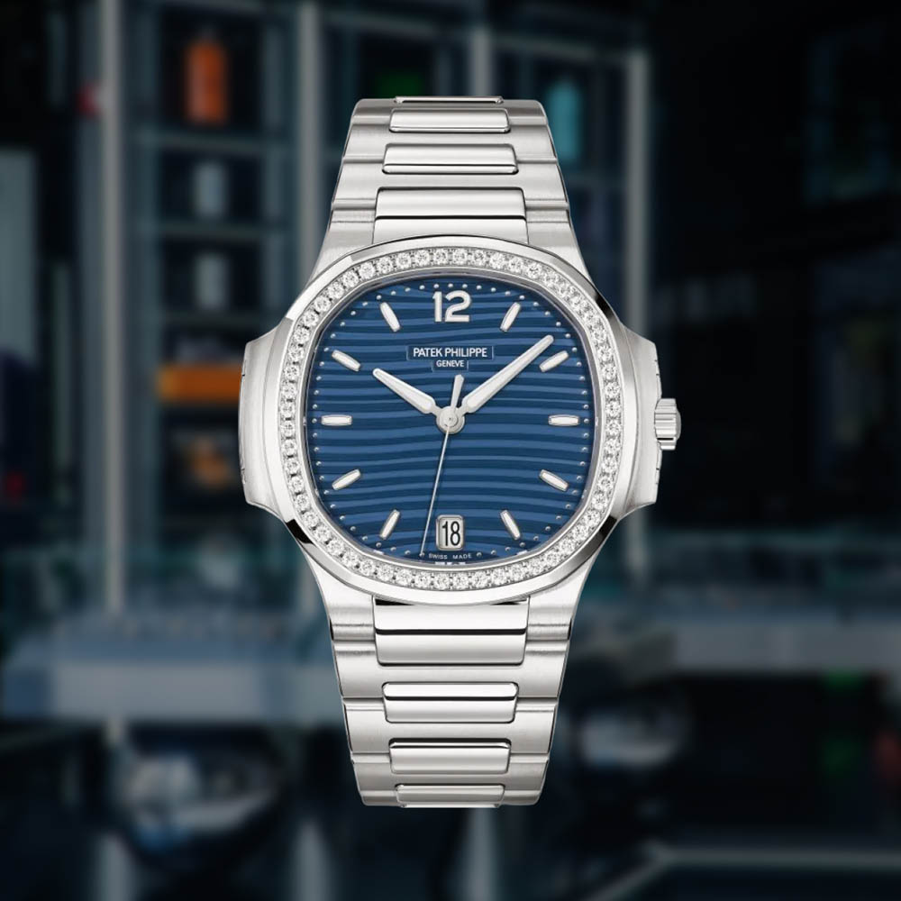 Patek Phillipe Nautilus 7118/1A Blue Opaline Dial with Baguettes | The Watch Meister